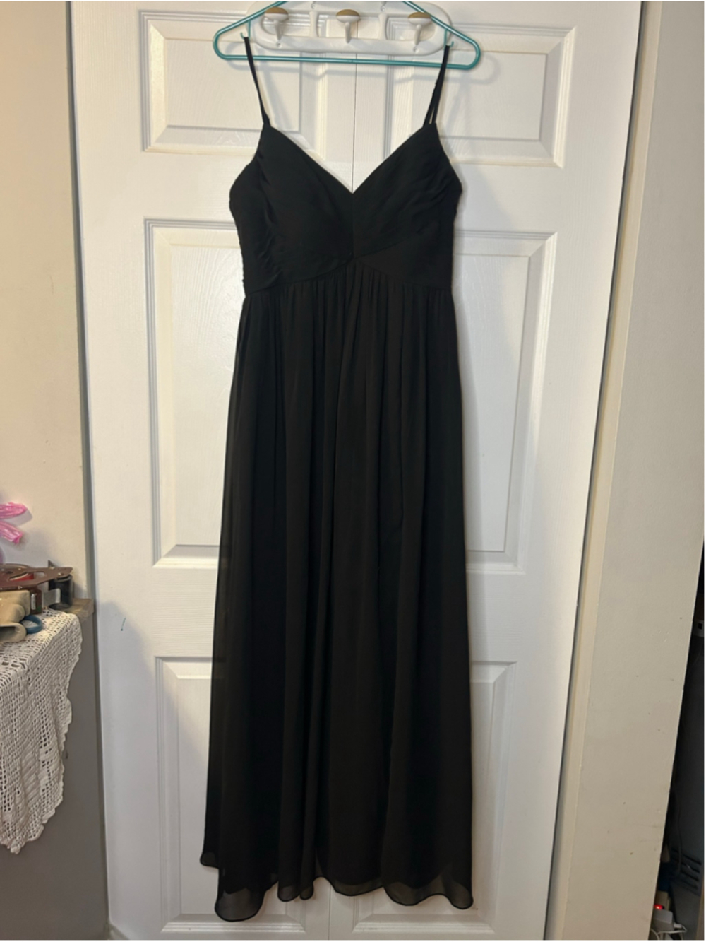 Women's Azazie Lisbon Black A-Line Sweetheart Neck Maxi Dress Bridesmaid Size 12
